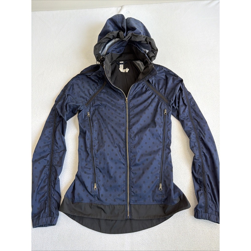 Lululemon Ghost Dot Deep Navy Blue & Black Gather & Sprint Nylon Jacket Size 4